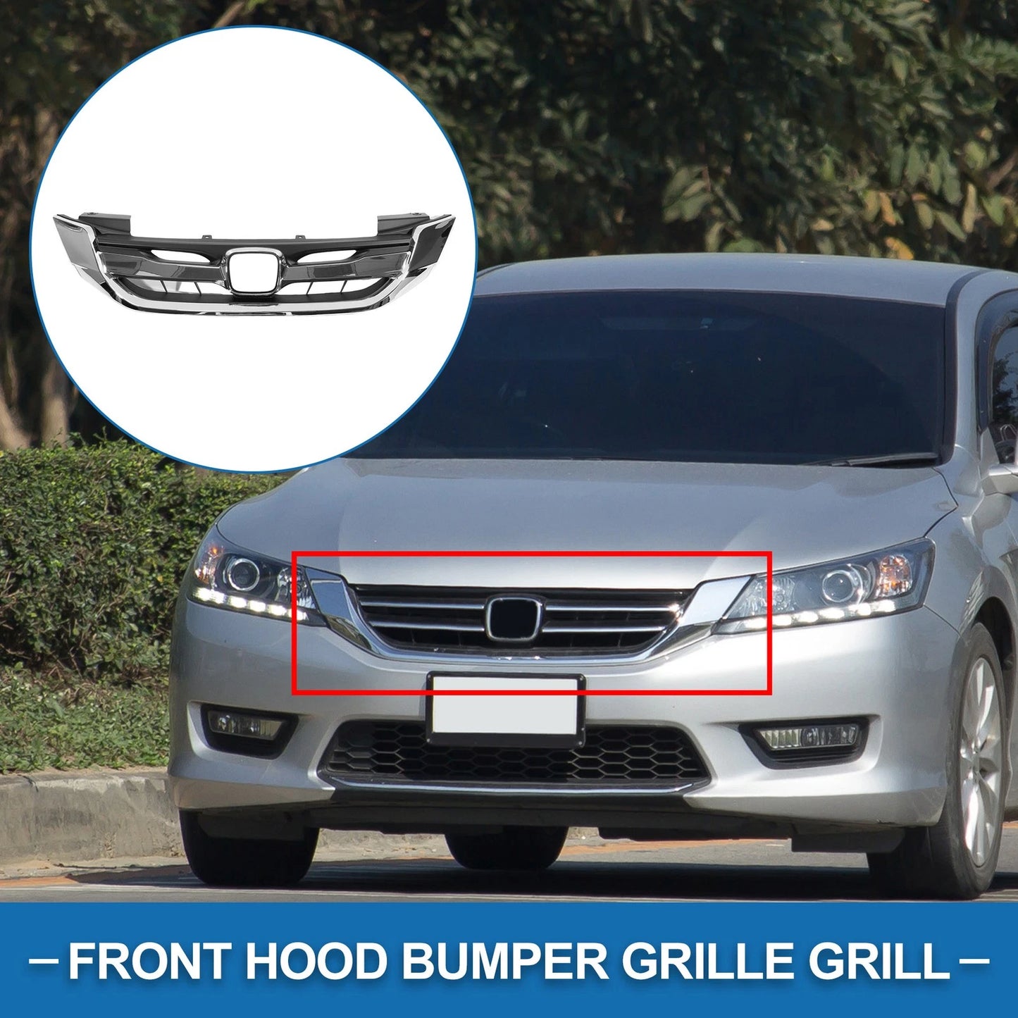 Front Hood Bumper Grille for Honda Accord 2013-2015 4 Door Sedan