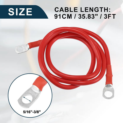 Battery Inverter Cable 5/16-3/8 3ft Battery Copper Wire Red for Car