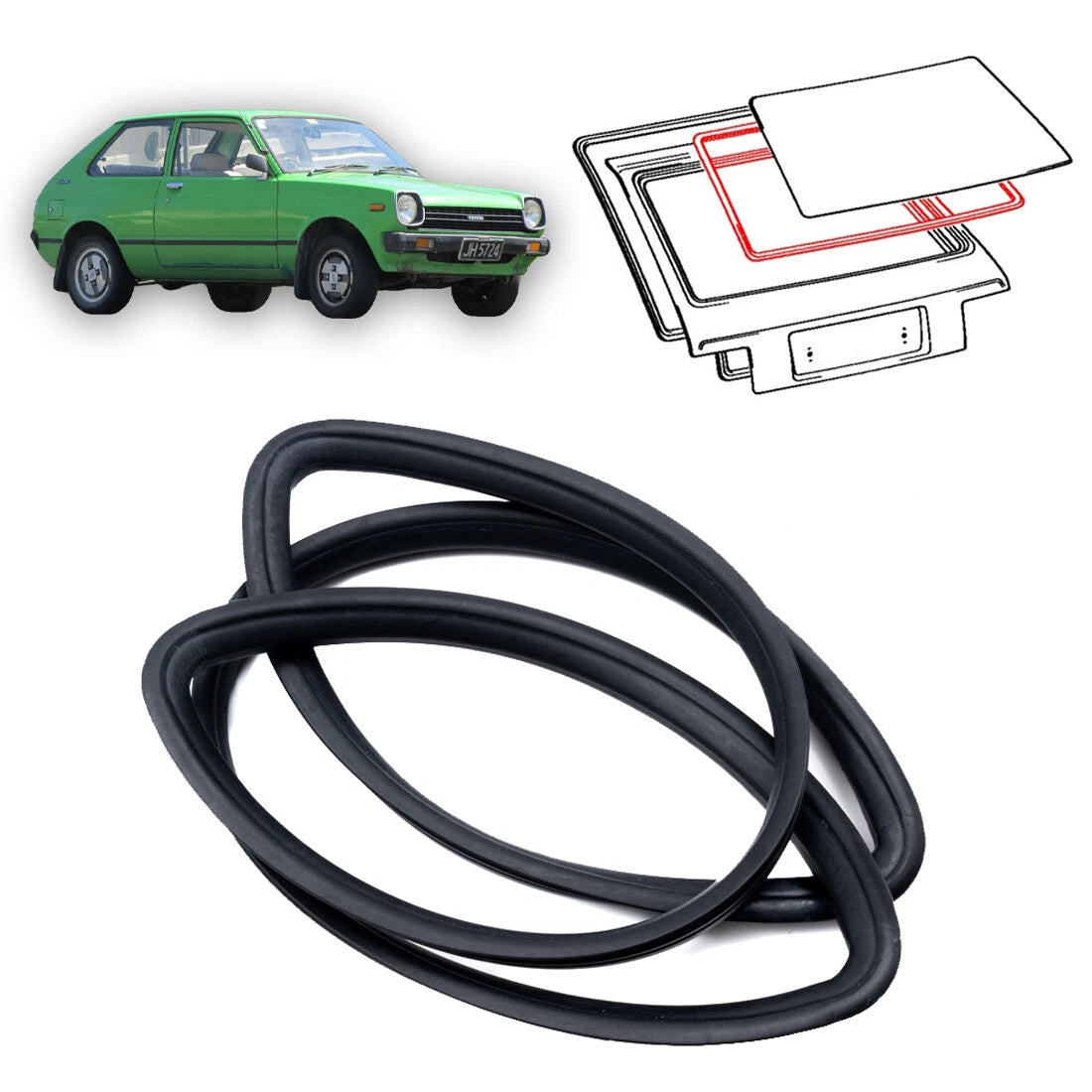 Rear Windshield Weatherstrip for Toyota Starlet KP60 KP61 KP62 1978-1984