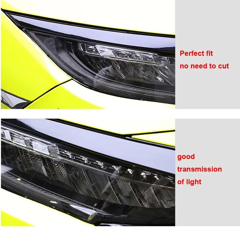 Car Smoke Black TPU Headlight Protect Film Sticker Fit For Civic X 2017-2019