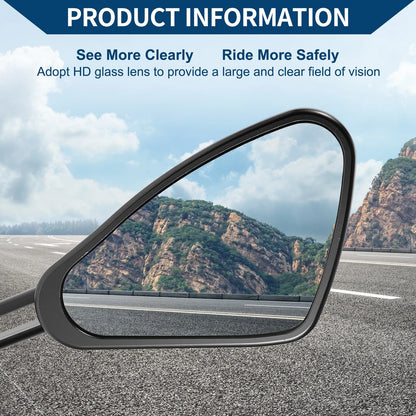 Rear View Mirrors Black Aluminum Alloy for M8/M10 Motorcycle