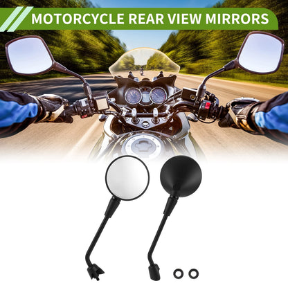 Rear View Mirrors M8 for Motorcycle Round Handlebar Mirrors Black Iron Plastic