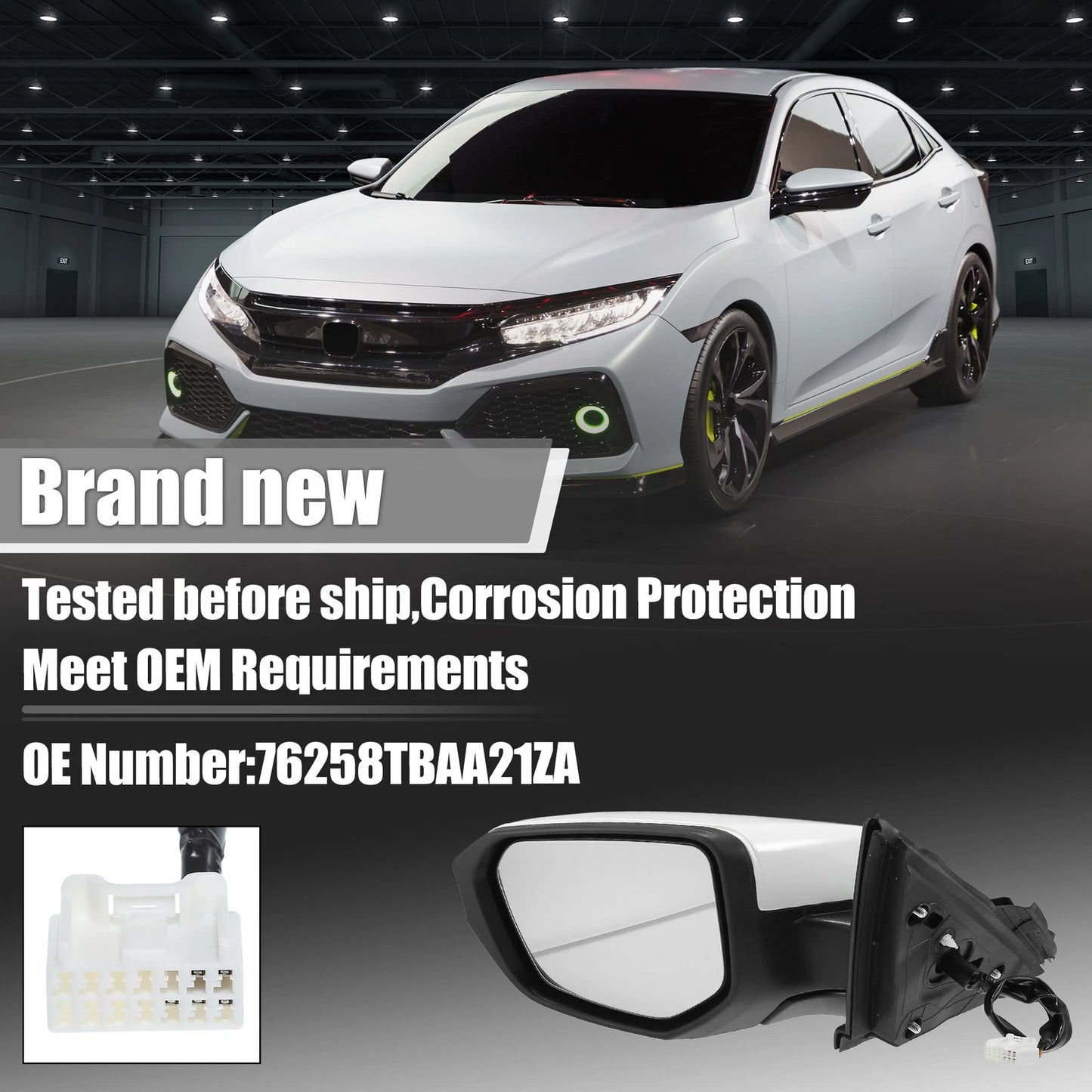 5 Pin Left Side Exterior Door Mirror Assembly for Honda Civic (2016-2020)