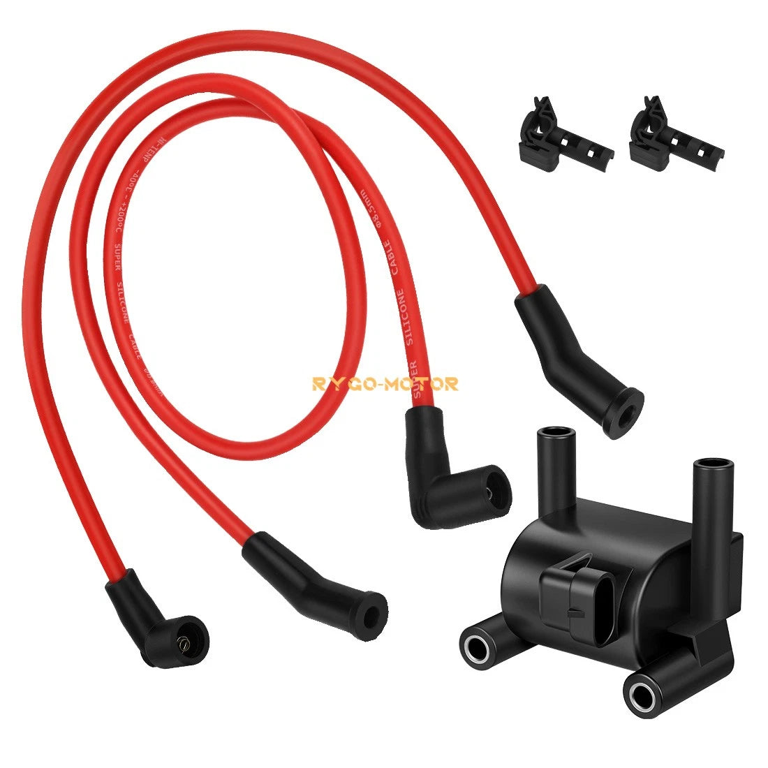 2 x Ignition Coils + Wires w Spark Plug Cap for FXDB Street Bob (2012–2017)