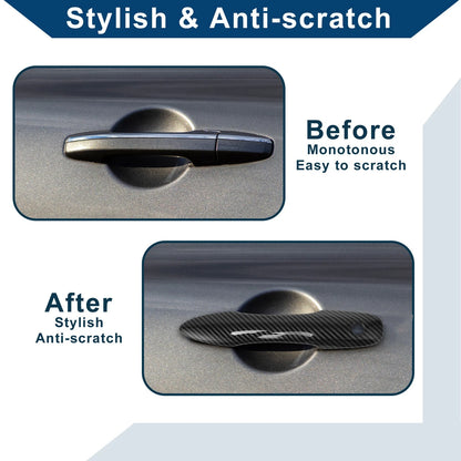 Car Door Handle Cover Trim for Toyota Camry (2018-2024) Carbon Fiber Black