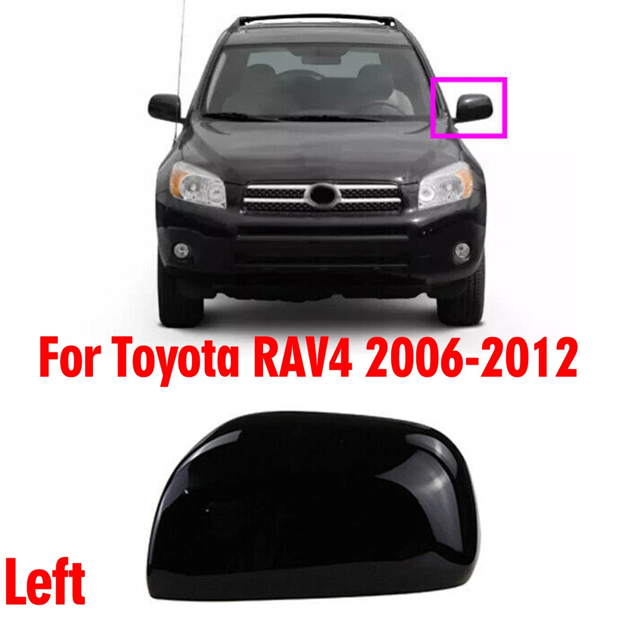 Lh Side Rearview Mirror Cover Housing Trim Black for Toyota RAV4 (2006–2012)