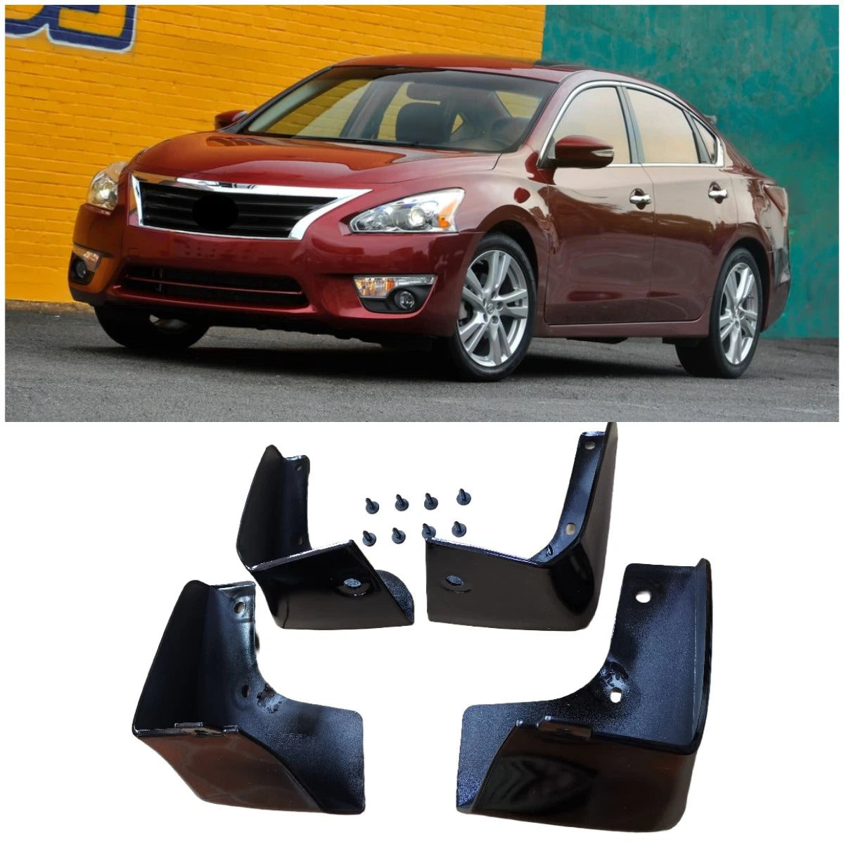 Glossy Black Fender Mud Flaps Splash Guards for Nissan Altima Sedan (2013-2018)