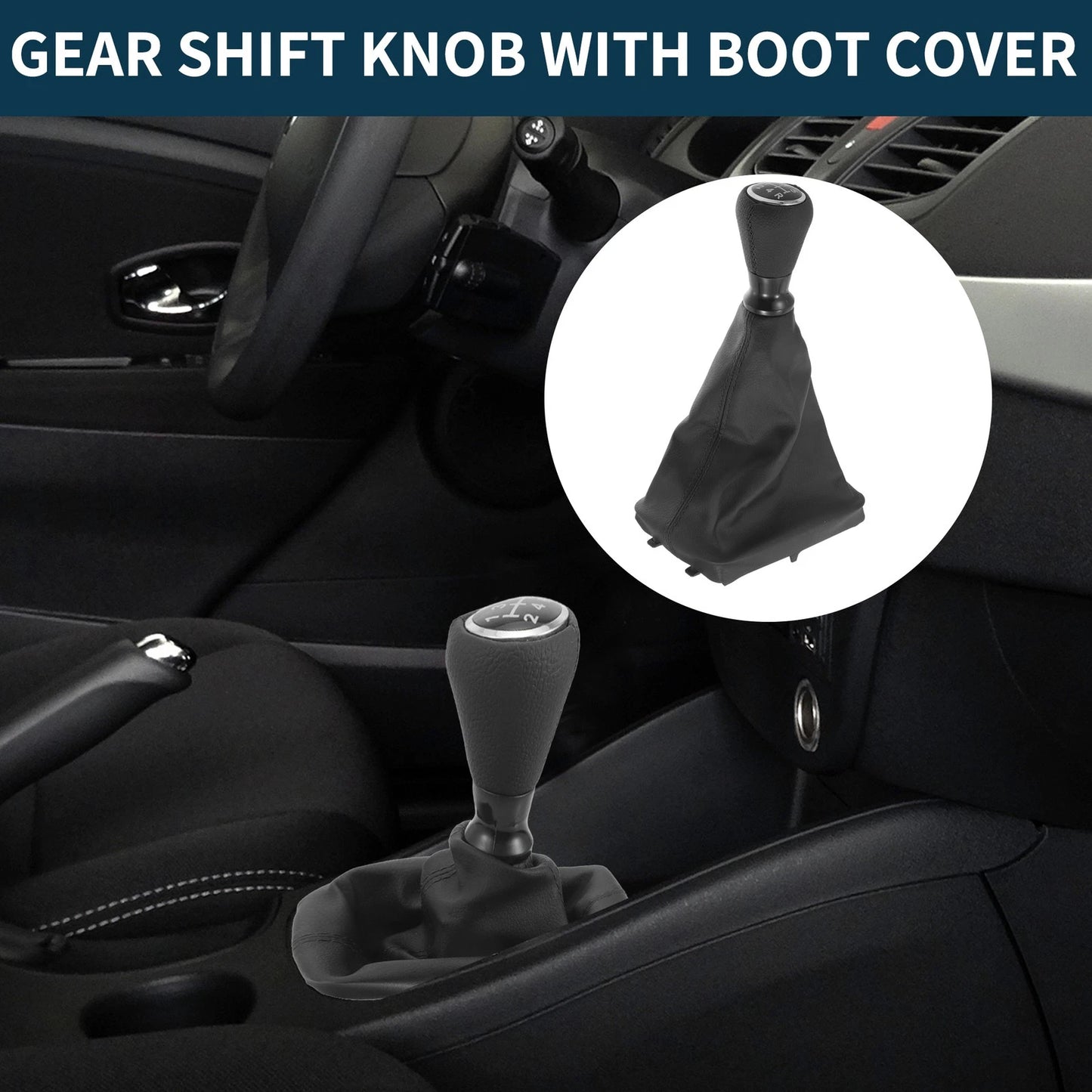5 Speed Gear Shift Knob & Cover for Peugeot 206 Hatchback (2000-2010)
