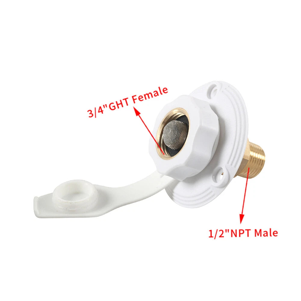 Brass Water Fill Inlet Flange with Check Valve for RV Camper