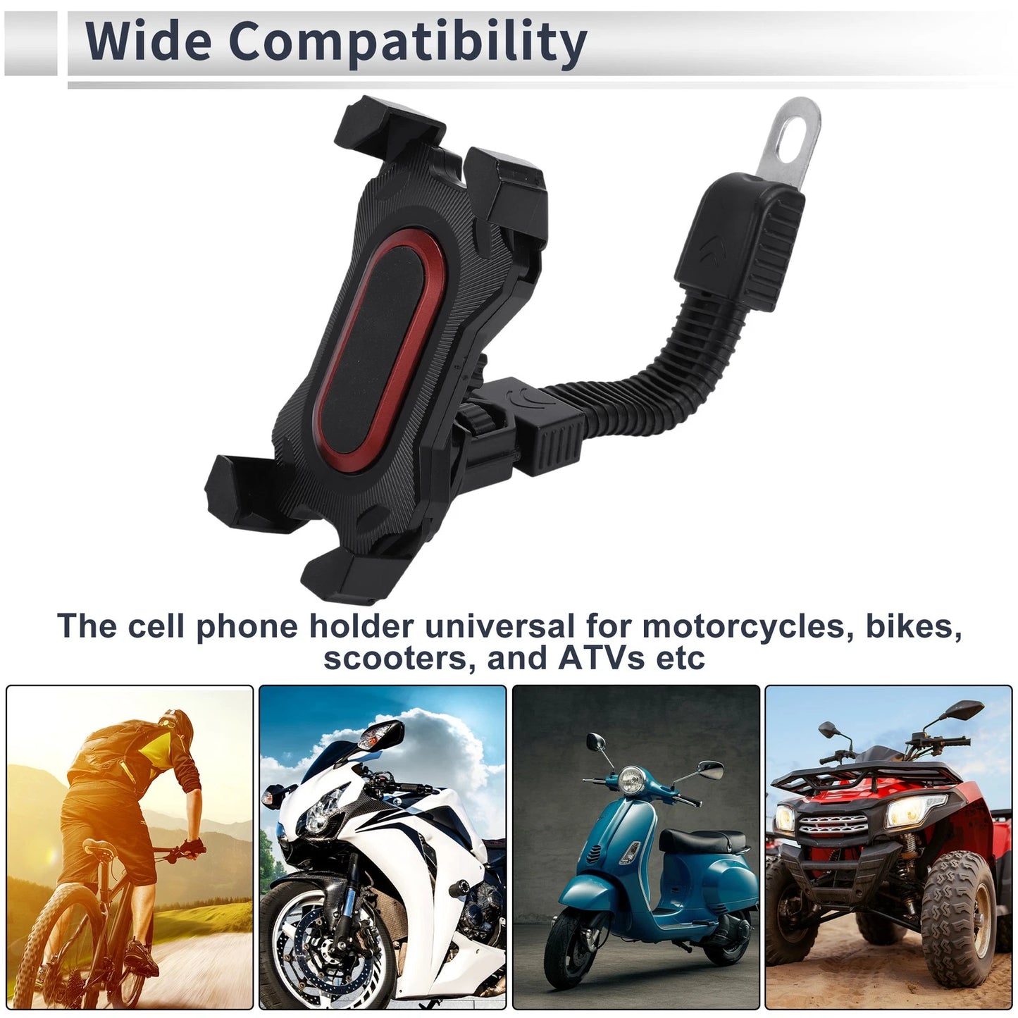 Phone Mount for Motorcycle Rearview Mirror 4.7–7.2 in Red