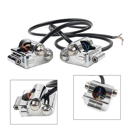 1" CNC Handlebar Switch Controls Housing for Harley Universal Motor Chrome
