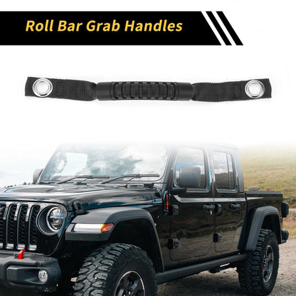2 x Roll Bar Grab Handles for Jeep Wrangler (2018-2023) - Oxford Cloth Black