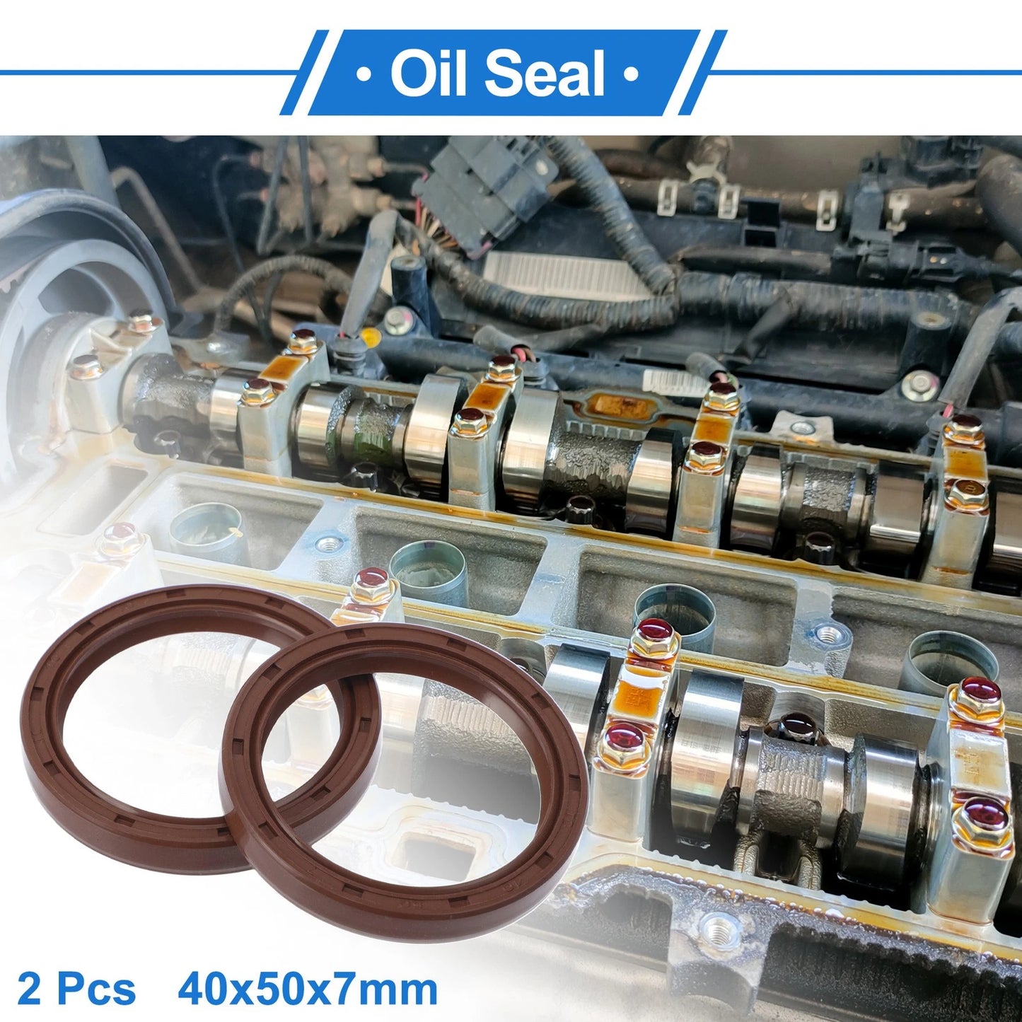Oil Seal Rotary Shaft Seal 40x50x7mm Brown 2 x FKM