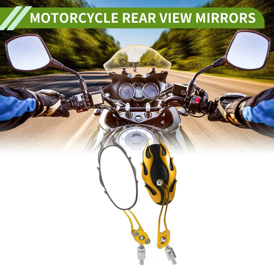 M8/M10 Rear View Mirror Oval Shape Gold Tone Aluminum Alloy Plastic