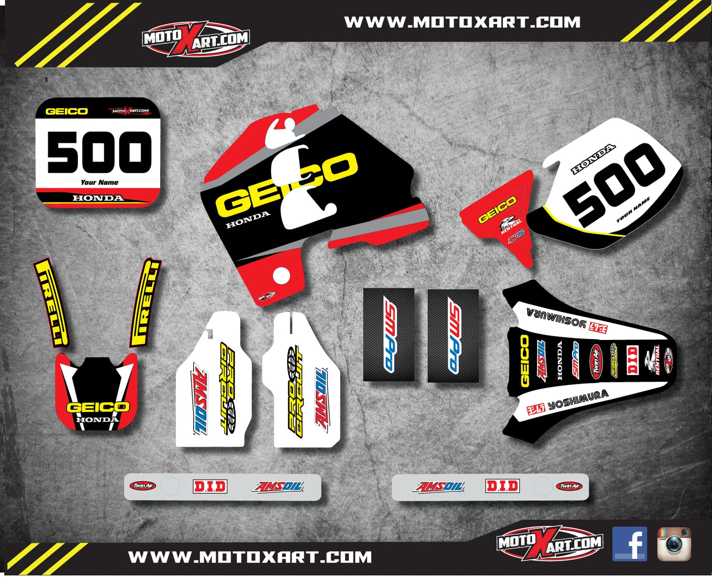 Custom Graphic Kit for Honda CR 500 (1989-2001) - SONIC STYLE Decals