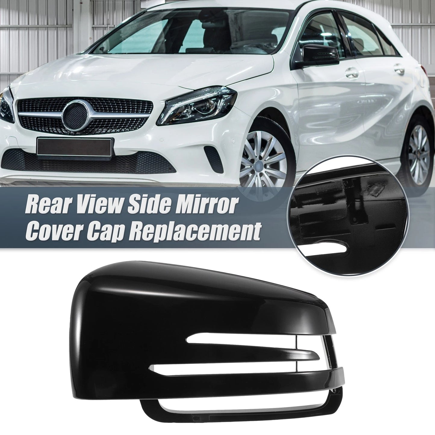 Left Mirror Cover Cap Gloss Black for Mercedes Benz A Class B Class C Class