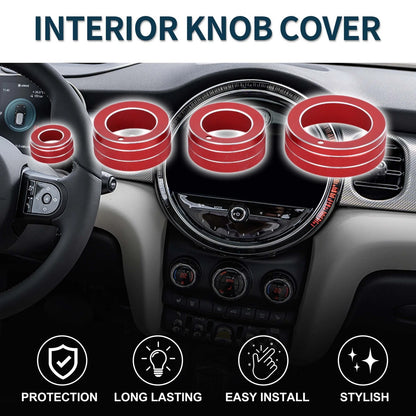 AC Media Volume Switch Knob Cover Ring for Mini Cooper (2014-2022) 4 x Pcs