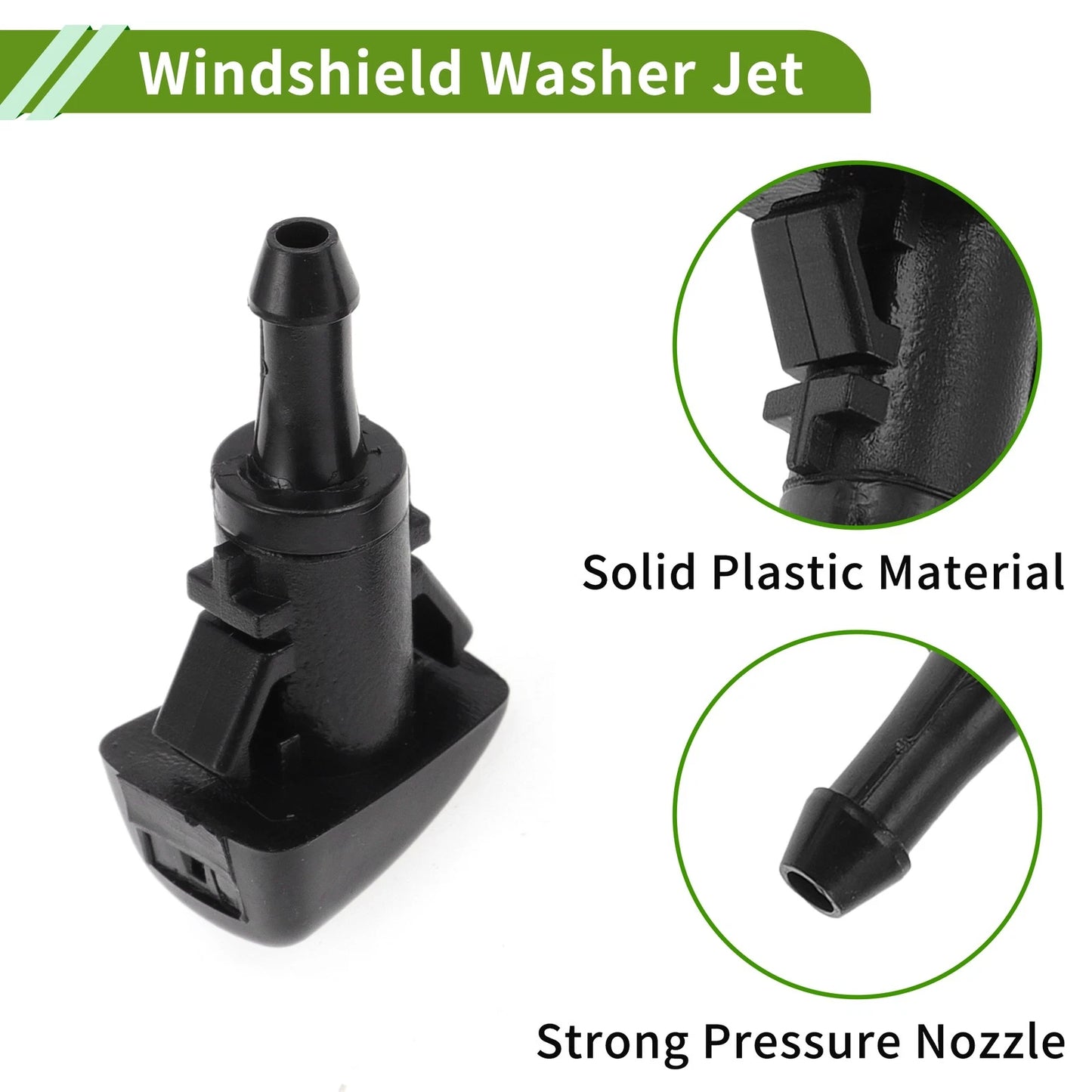 Windshield Washer Nozzle 2 x for Jeep Compass (2011-2017) Black