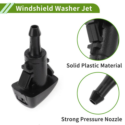 Windshield Washer Nozzle 2 x for Jeep Compass (2011-2017) Black