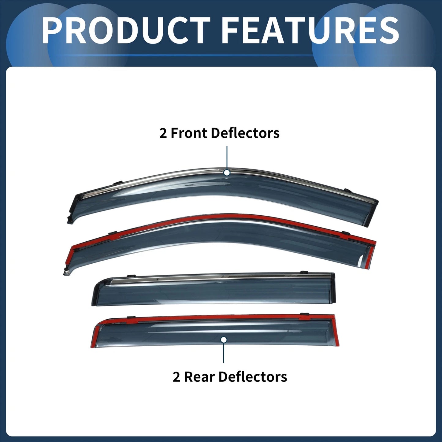 Window Deflectors 1 Set for Jeep Compass (2007-2016) Side Vent Visors Black