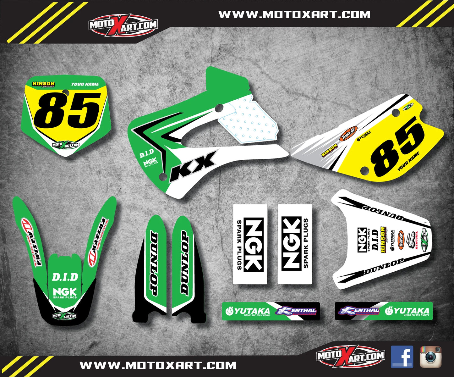 Custom Graphics Kit for 1998-2013 Kawasaki KX 85 - Rebound Style Decals
