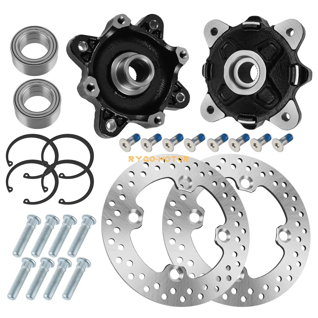 2 x Front Wheel Hub Disc Rotors Bearings for Polaris Ranger 900 800 500 Diesel
