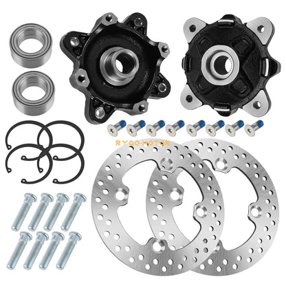 2 x Front Wheel Hub Disc Rotors Bearings for Polaris Ranger 900 800 500 Diesel