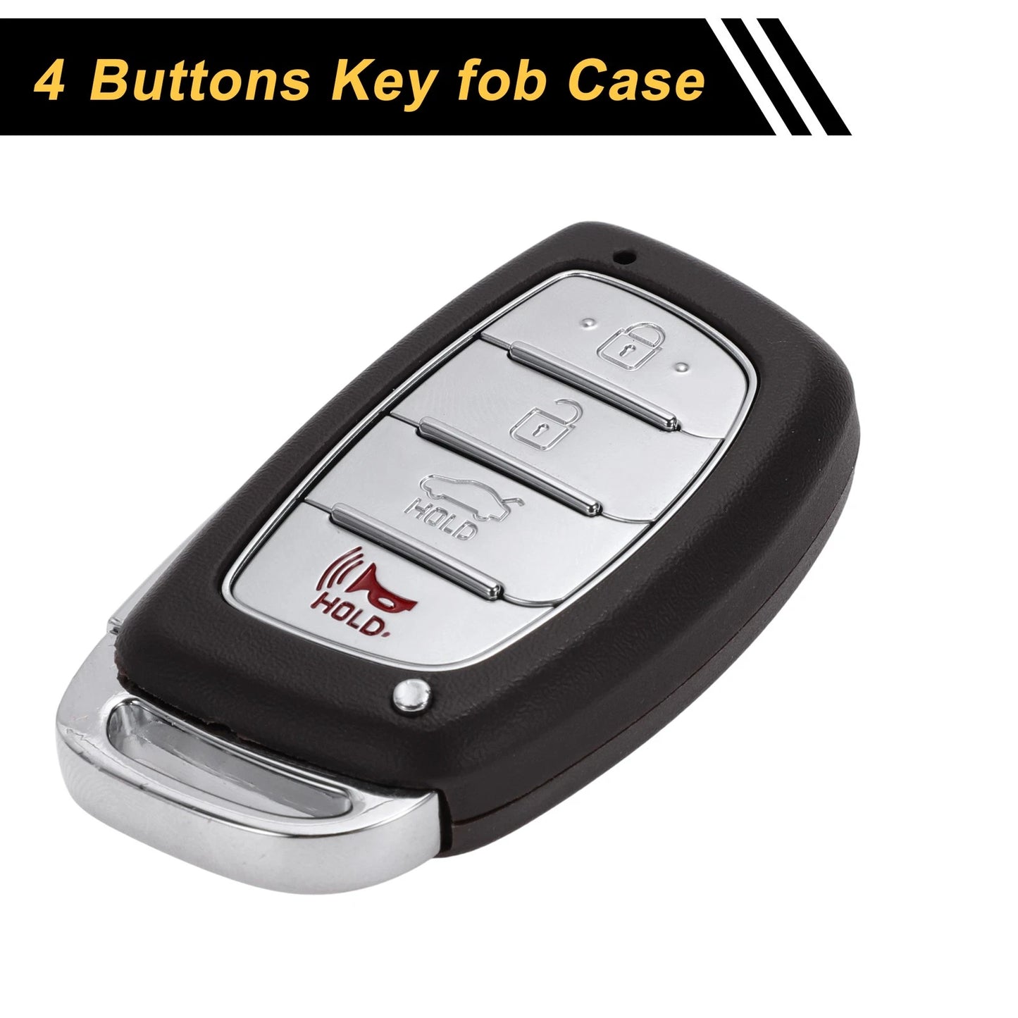 4 Button Key Fob Shell Case for Hyundai Elantra (2015-2021) Brown Silver Tone