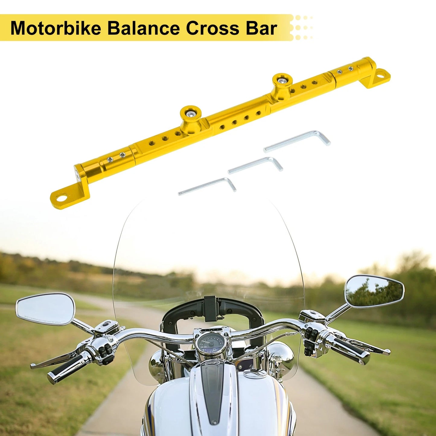 Balance Bar Handlebars 10mm/0.39 Dia Gold Tone for Motorcycle