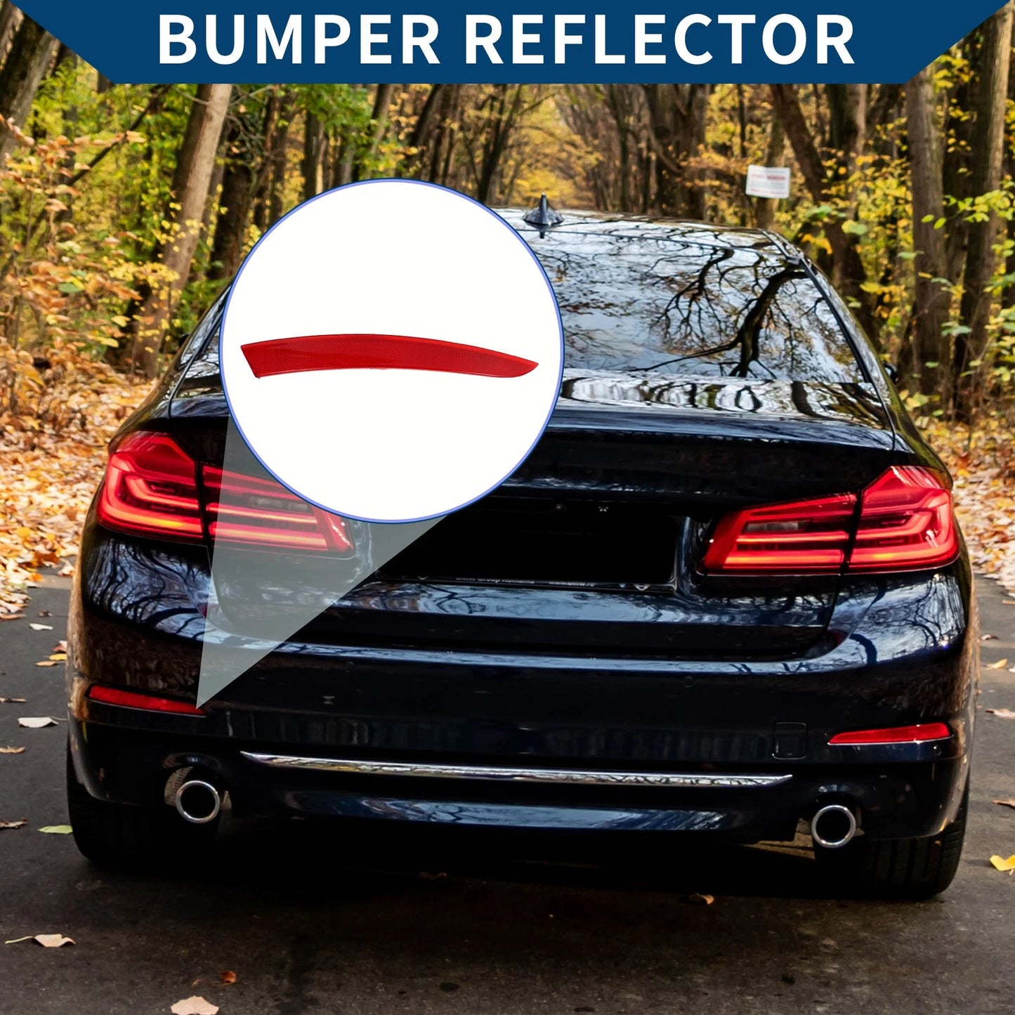 Bumper Reflector for BMW 535i GT Red 1 Pcs Rear Left (2014-2017)