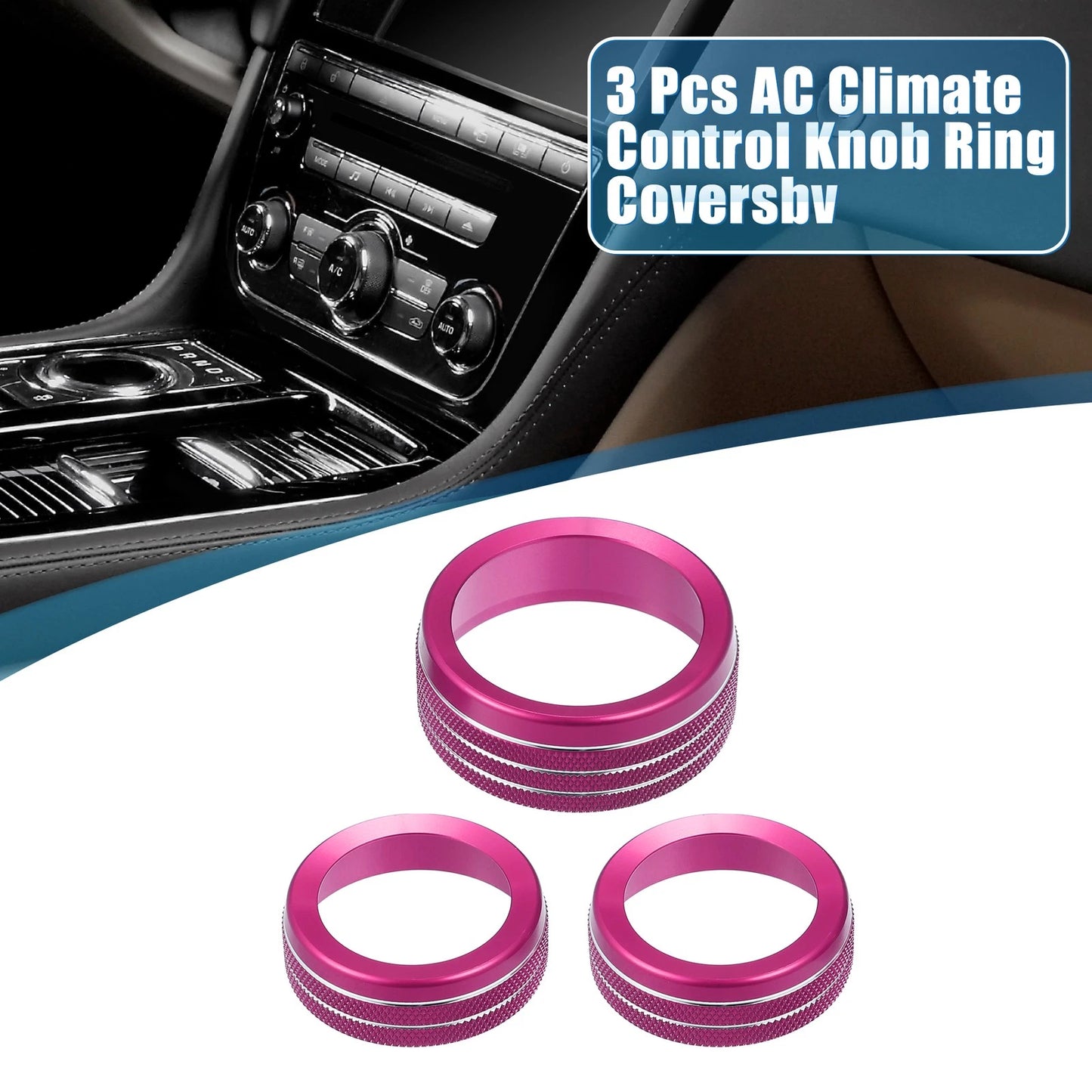 AC Radio Switch Knob Cover Decals for Dodge Durango 2014-2020 - Set of 3 Pink