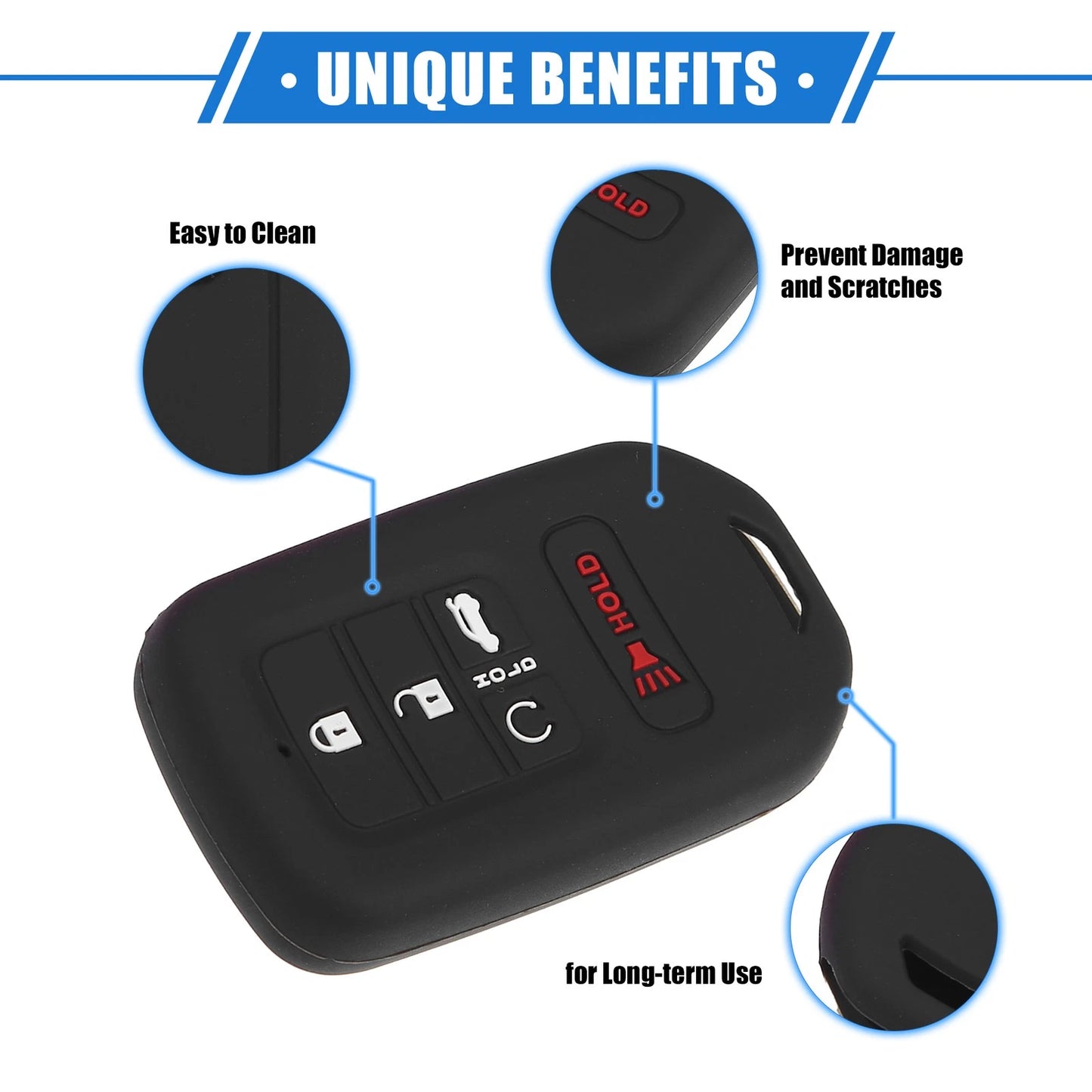5 Button Smart Remote Key Shells for Honda Accord (2016-2021) Black Pink