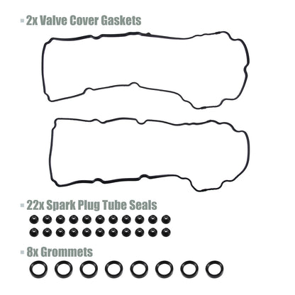 Engine Valve Cover Gaskets Seals for Ford Explorer 2013-2019 (2 x Black)