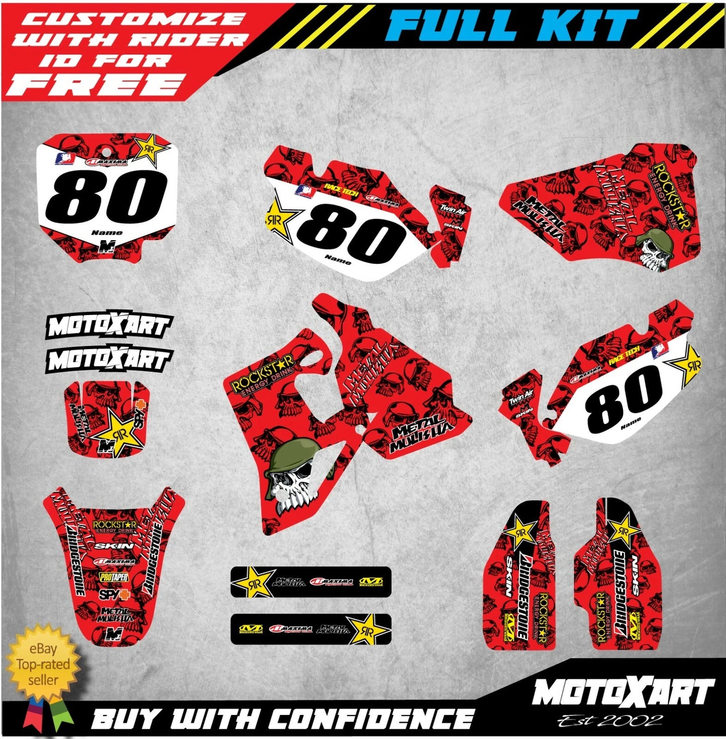 Full Custom Graphic Kit for Honda CR 80 (1996-2002) - Metal Style Decals