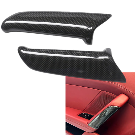 2 x Gloss Carbon Fiber Door Handle Panel Covers for Porsche 911 (2019-2024)