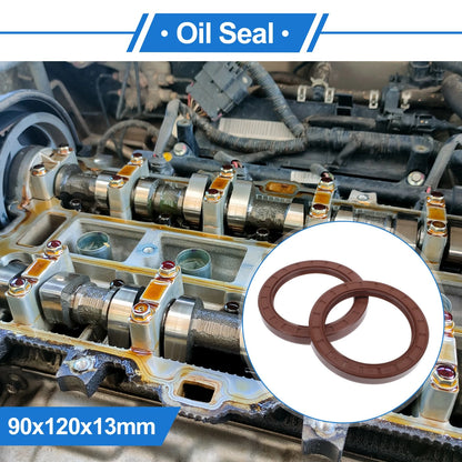 Oil Seal Rotary Shaft Seal FKM Rubber 90x120x13mm Brown 2 x Pcs