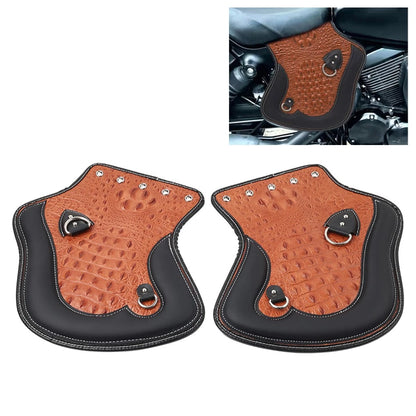 Leather Heat Saddle Shield Deflector for Honda & Harley - Black/Brown