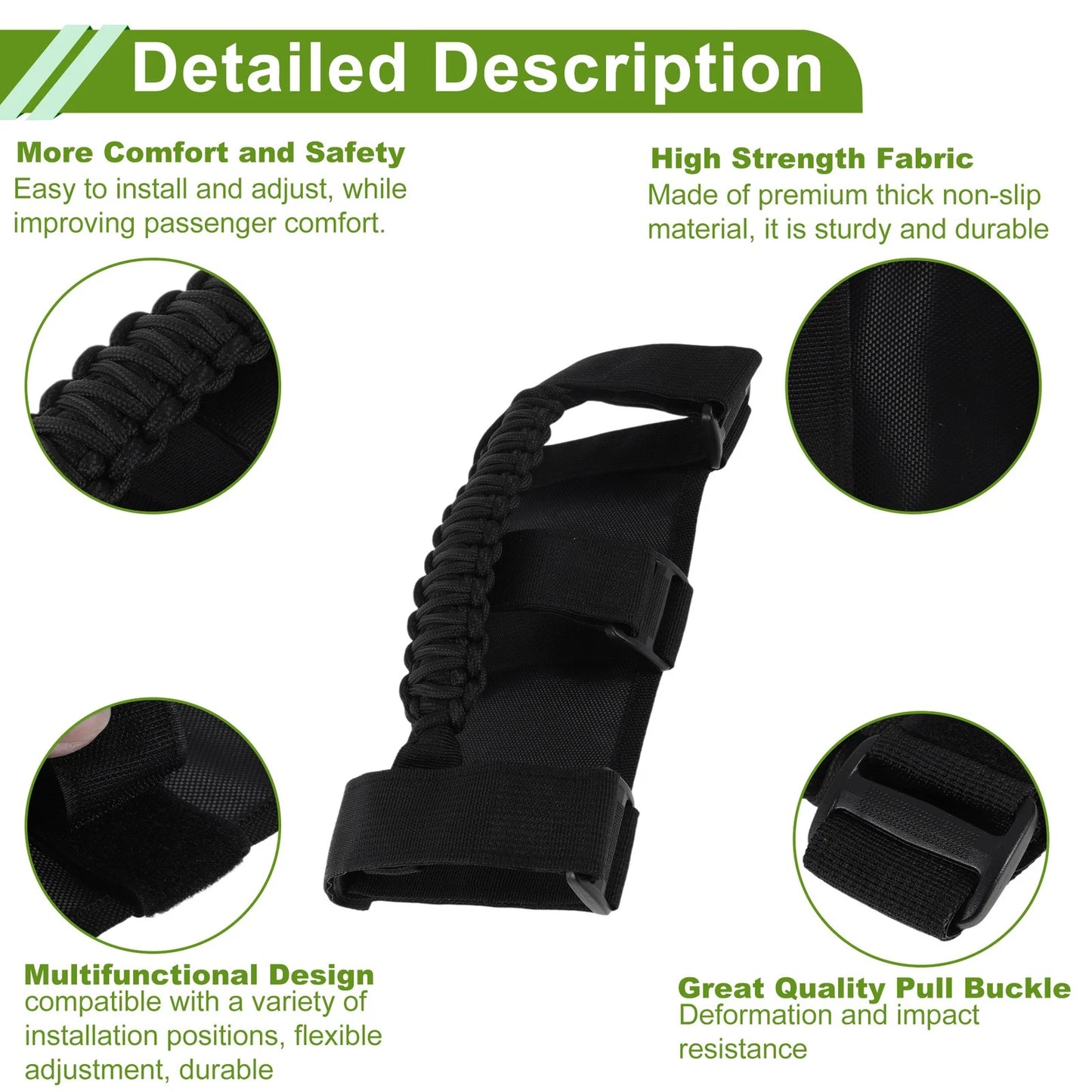 Roll Bar Grab Handles for Jeep Wrangler 1955-2023 - Durable Black Design