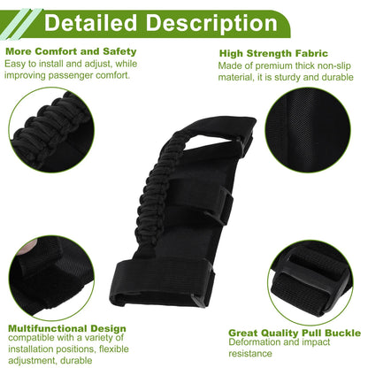 Roll Bar Grab Handles for Jeep Wrangler 1955-2023 - Durable Black Design