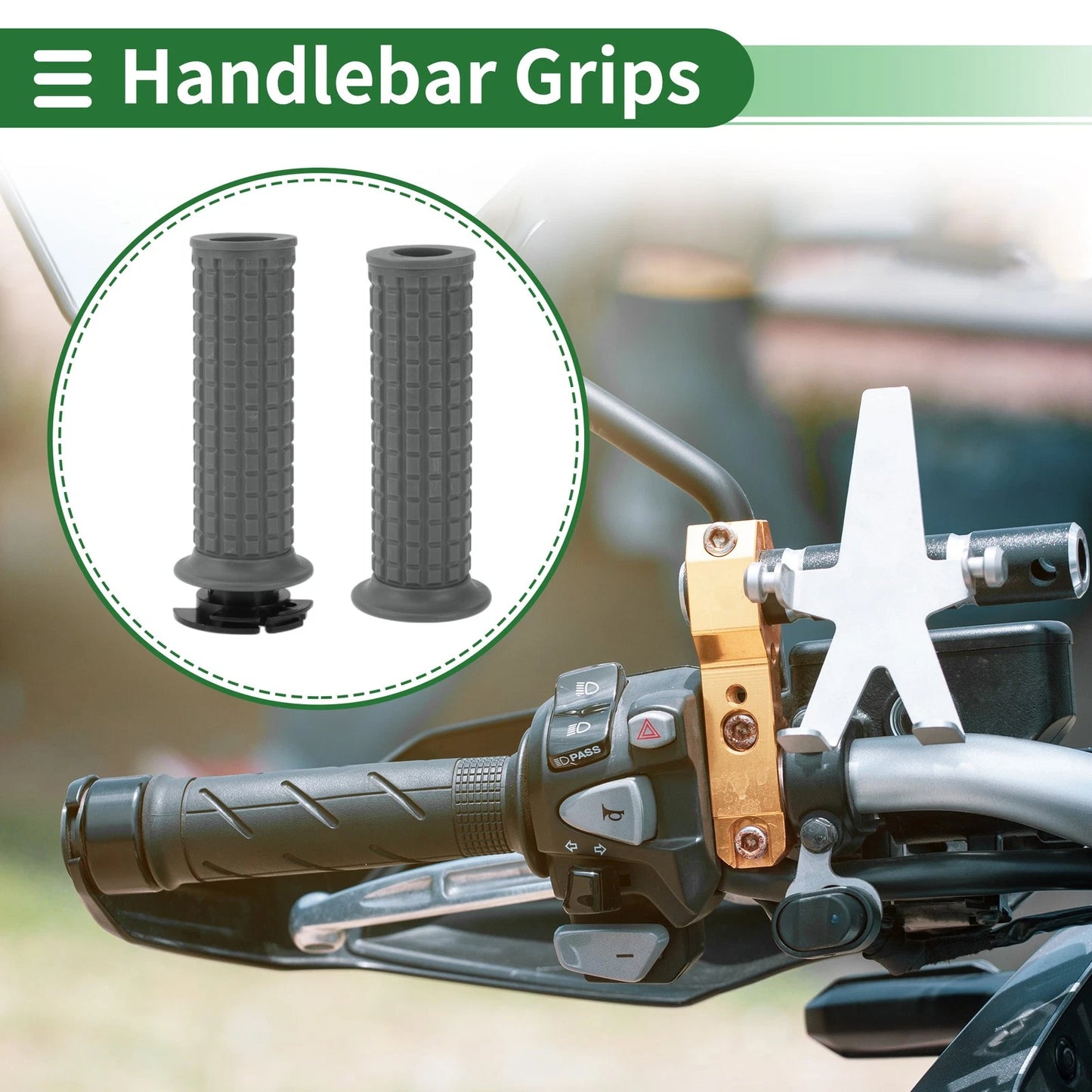 7/8" 22mm Hand Grips TPU Gray for Motorcycle