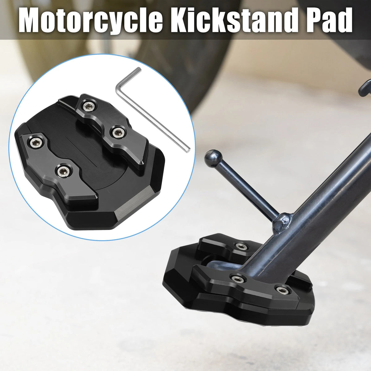 Kickstand Plate Pad for Honda Adv-160 2022 Black with Wrench