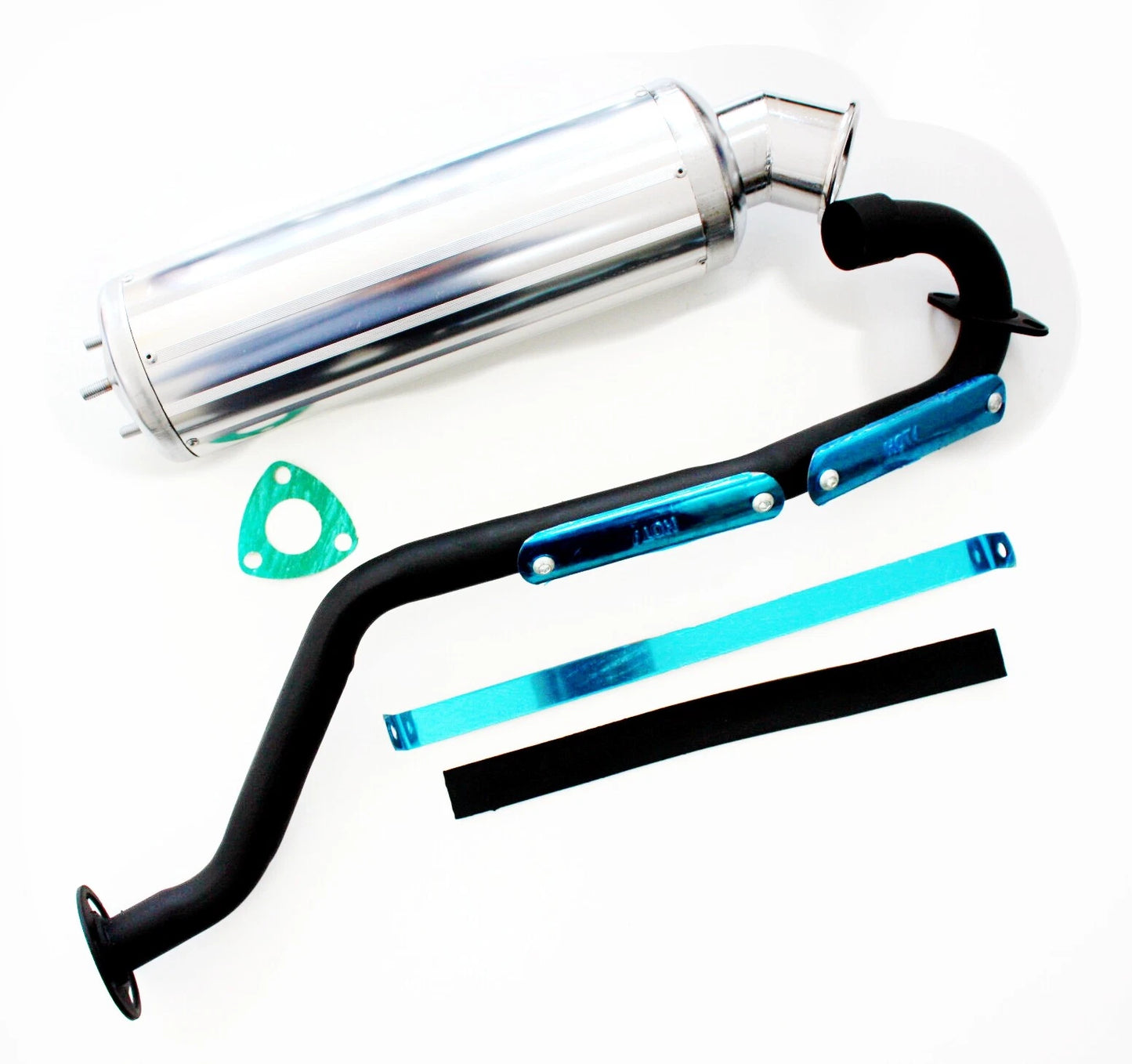Exhaust Pipe + Silver Alloy Muffler for 150cc 200cc 250cc Quad Dirt Bike ATV