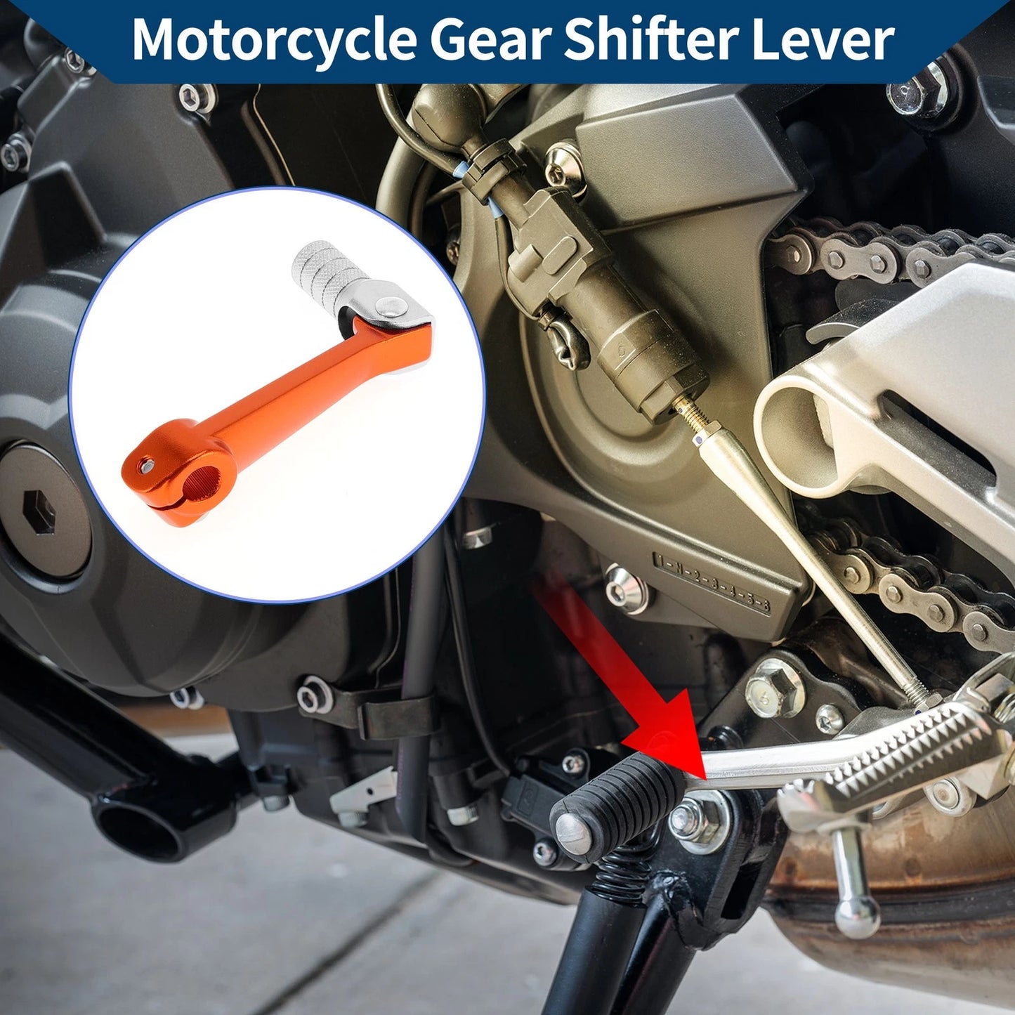 Folding Motorcycle Gear Shifter Lever for Bosuer M5 Orange Silver Tone