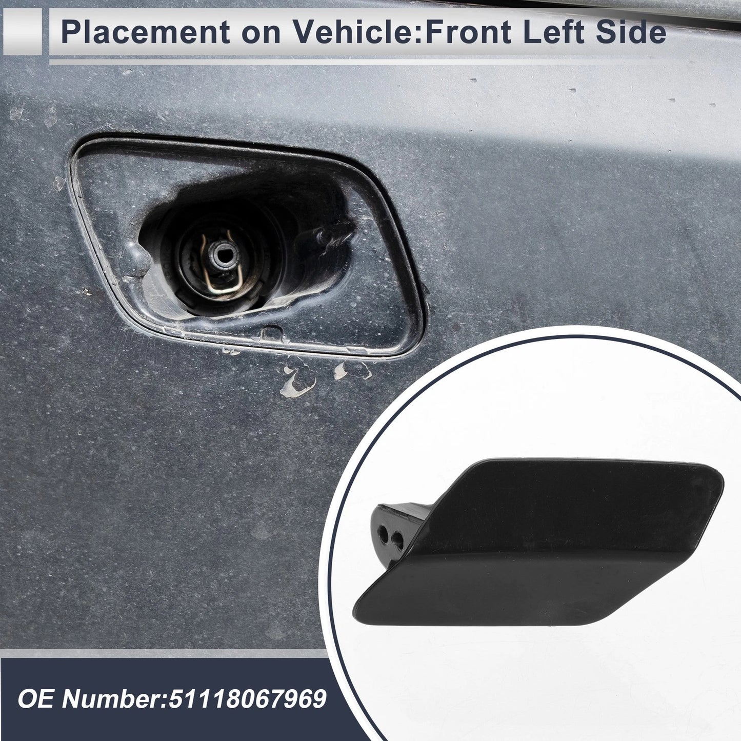 Bumper Headlight Washer Nozzle Cover for BMW 320i (2006-2013)