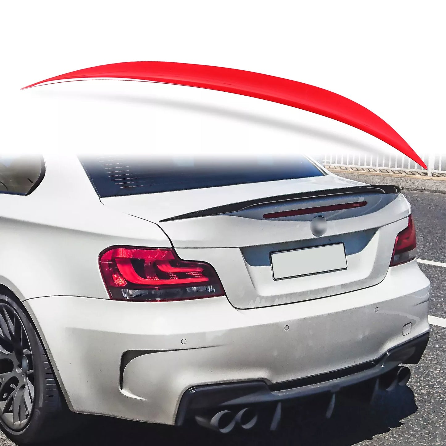 Rear Boot Spoiler for BMW E82 Coupe 1M (2008-2013) - Crimson Red