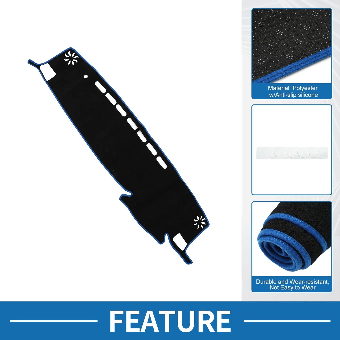 Dashboard Cover Mat for Toyota Highlander 2021-2024 Black Blue