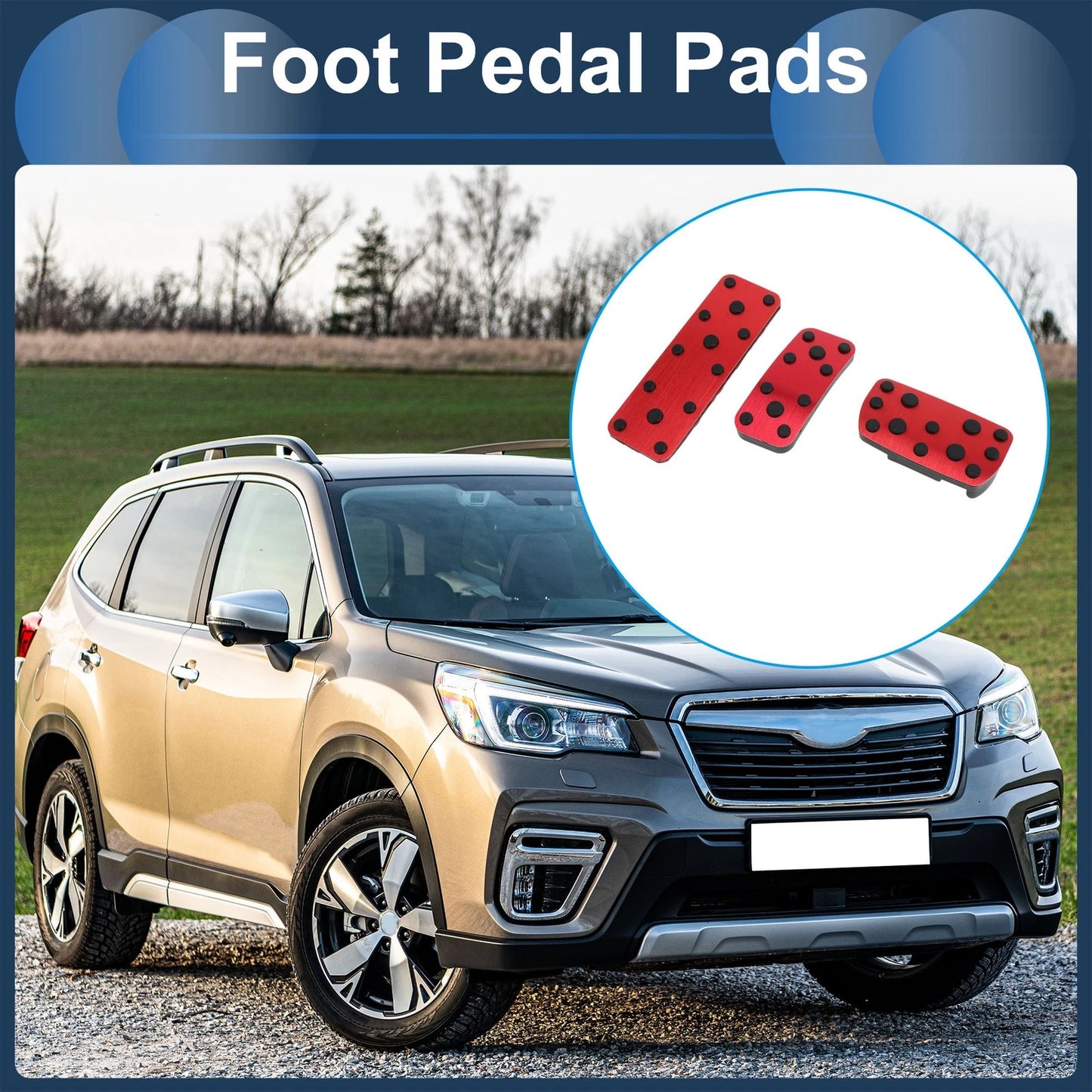 3 x Automatic Foot Accelerator Pedal Covers for Subaru Forester (2003-2005)