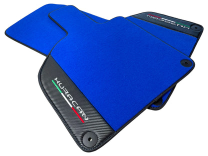 Blue Floor Mats for Lamborghini Huracan (2014-2023) - Carbon Fiber Leather