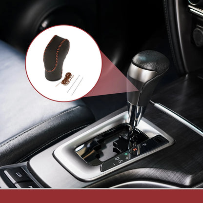 Car Gear Shift Knob Cover for Ford Fusion (2013-2016) Black Brown Faux Leather