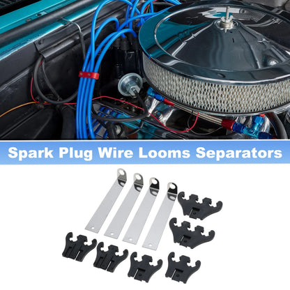 Spark Plug Separators 7/8/9mm Engine for Chevy & Ford Black